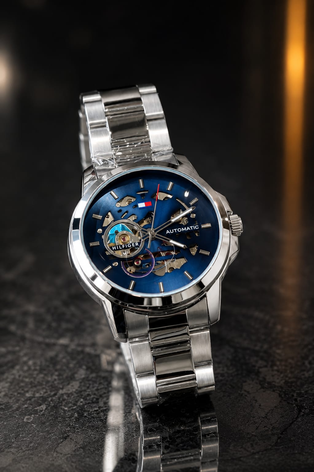 TOMMY HILFIGE R SKELETON AUTOMATIC SIL BLUE 546