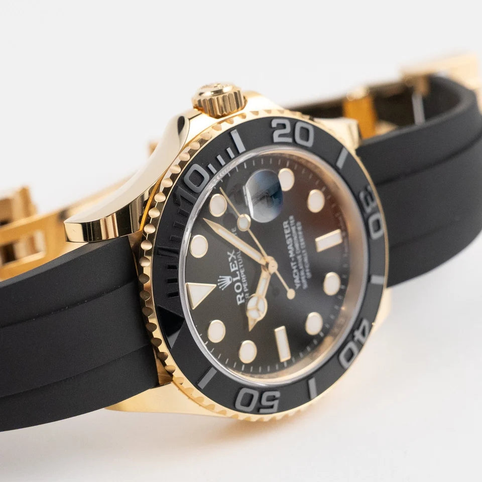 Role_x Yatch Master Yellow Gold Oysterflex Black Mint Mens Watch Luxury Edition Premium Quality mercurewatches.store