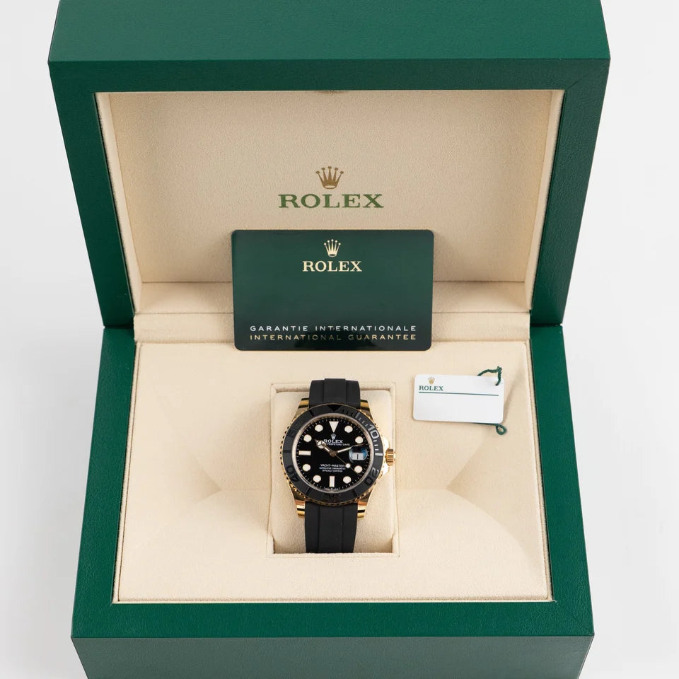 Role_x Yatch Master Yellow Gold Oysterflex Black Mint Mens Watch Luxury Edition Premium Quality mercurewatches.store