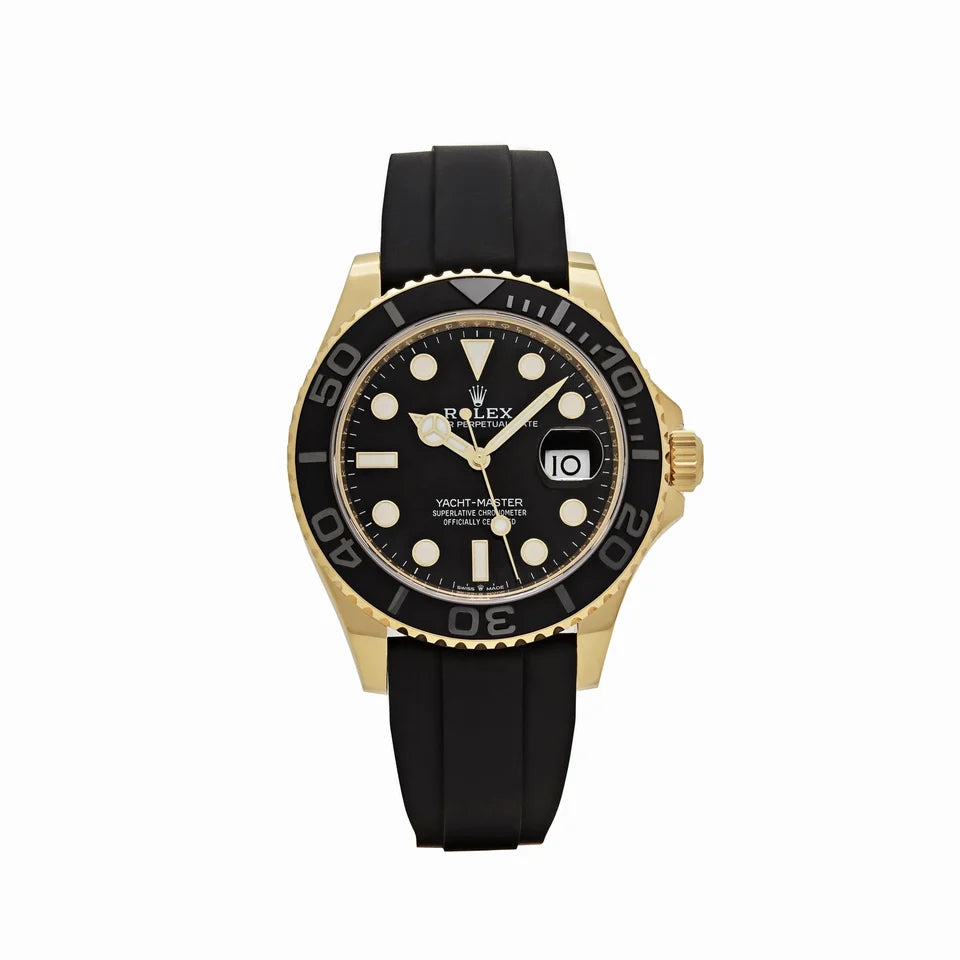 Role_x Yatch Master Yellow Gold Oysterflex Black Mint Mens Watch Luxury Edition Premium Quality mercurewatches.store