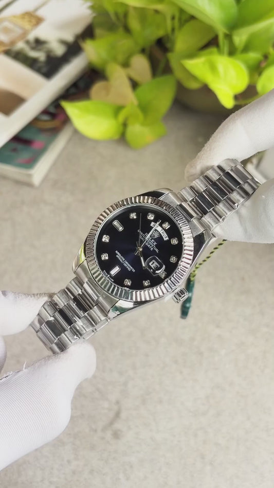 Role_x Oyster Perpetual Day Date Diamond Silver-Blue 40 Battery