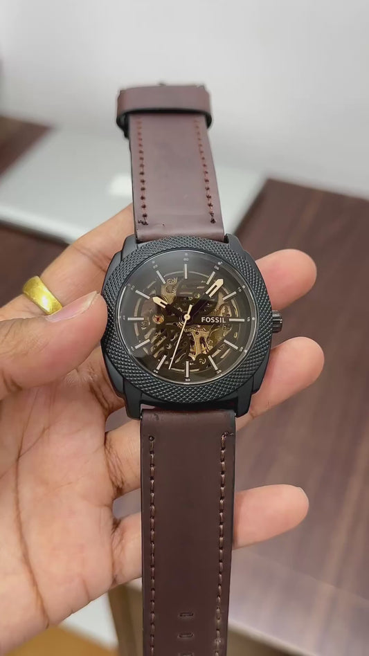 Fossi_l me automatic leather belt Watch