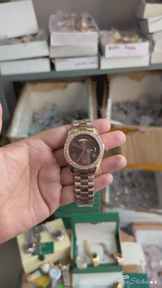 Role_x Oyster Perpetual Day Date Diamond Copper-Brown