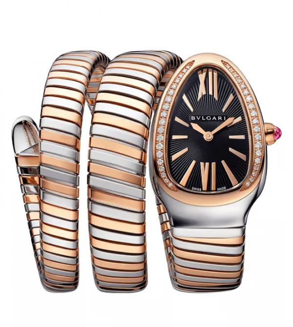 Bvlgari Serpenti Tubogas Rose Gold Two Tune Black Dial