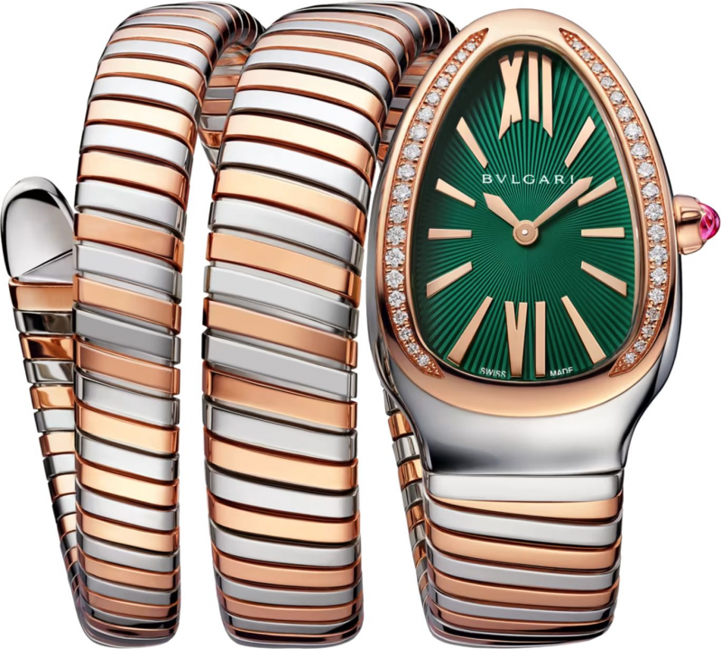 Bvlgari Serpenti Tubogas Twotone Rose Gold Green