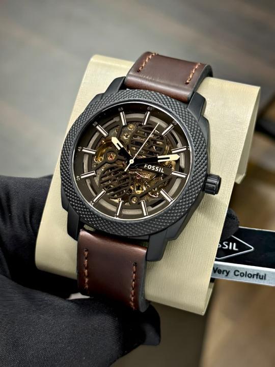 Fossi_l me automatic leather belt Watch