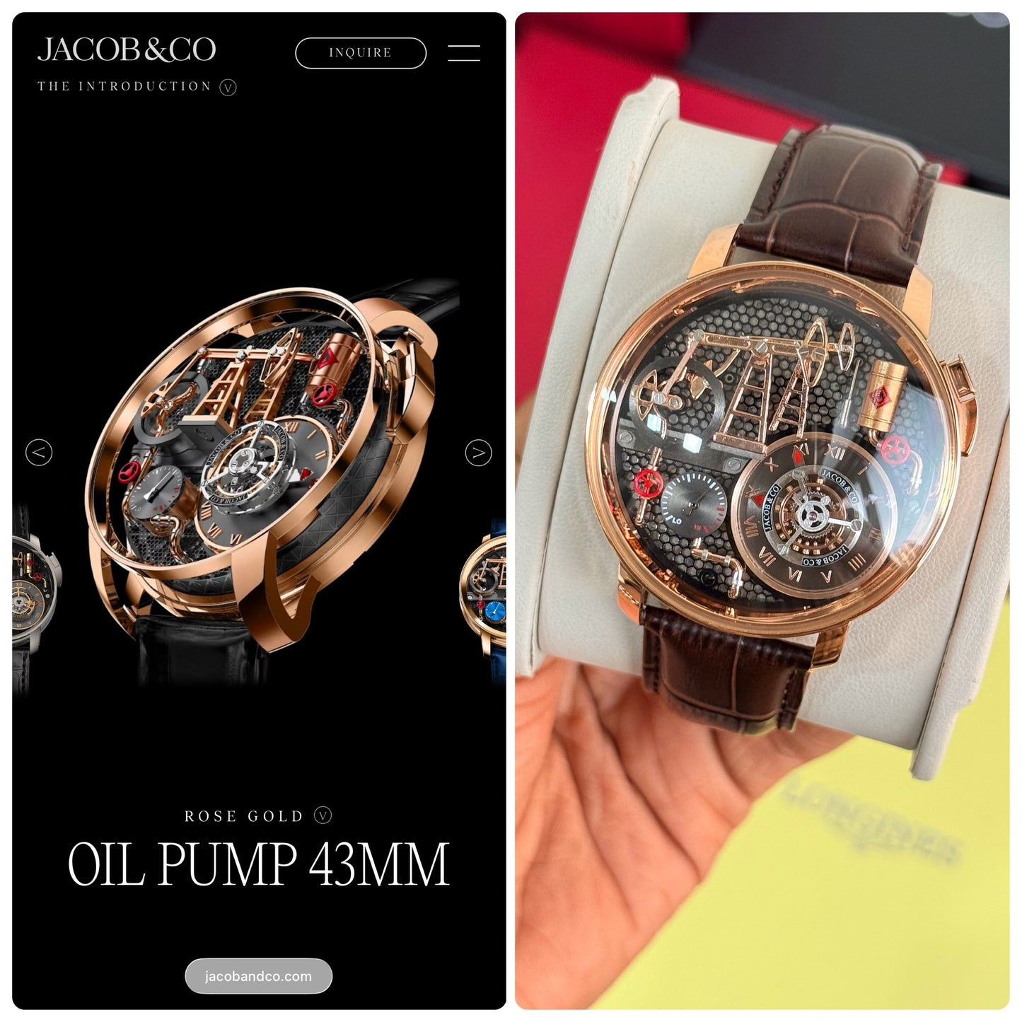 ✔️ *Jacob & Co. x Oil Pump With Working Oil Refinery “Comes With 2 Strap”*