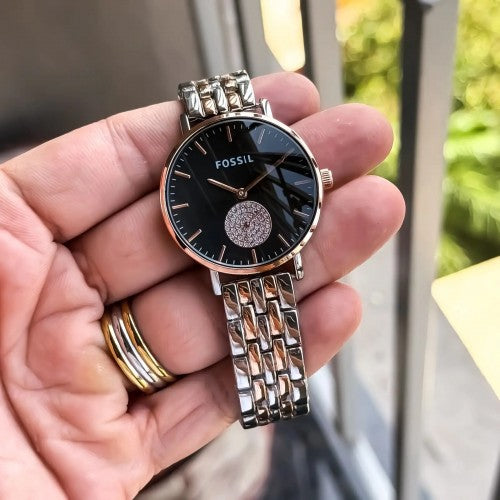 Fossi l Chronograph Two Tone Black Dial