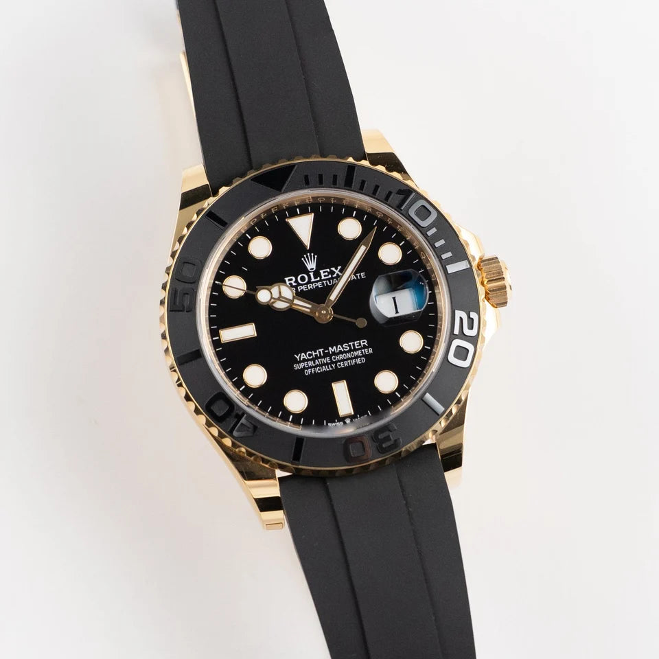 Role_x Yatch Master Yellow Gold Oysterflex Black Mint Mens Watch Luxury Edition Premium Quality mercurewatches.store