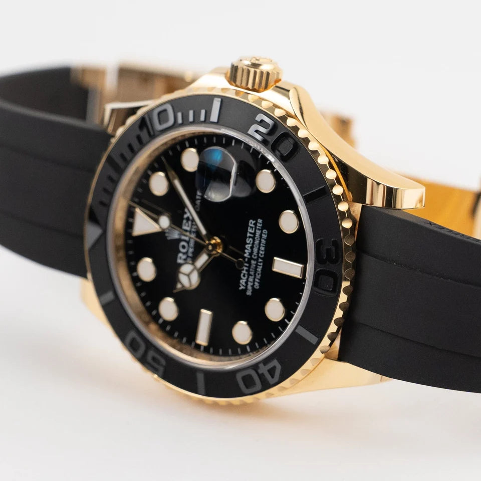 Role_x Yatch Master Yellow Gold Oysterflex Black Mint Mens Watch Luxury Edition Premium Quality mercurewatches.store